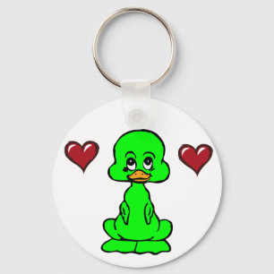 Duckling red hearts keychain