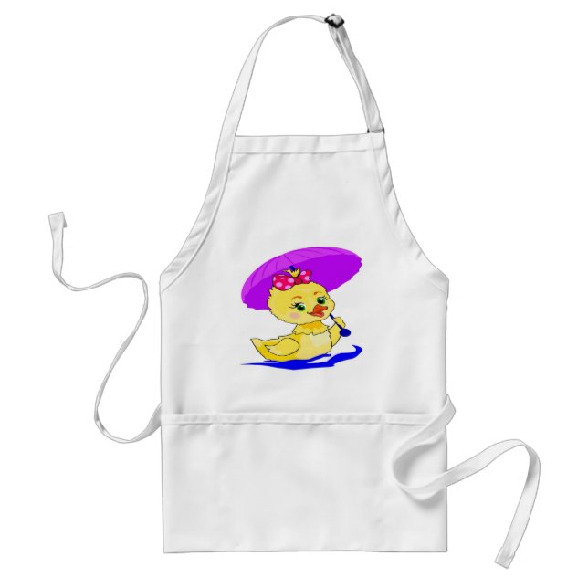 Duckling with a purple umbrella standard apron (Front)