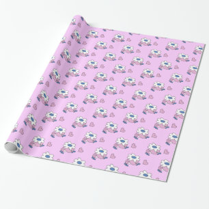 Duckling with daisy flower wrapping paper