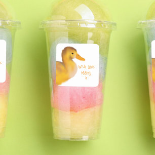 Duckling With Love Favour Square Sticker