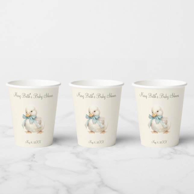 Duckling with Ribbon Baby Shower Paper Napkin Paper Cups (Multi)