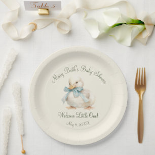 Duckling with Ribbon Baby Shower Paper  Plate