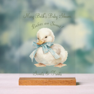 Duckling with Ribbon Baby Shower Sweets & Treats Acrylic Sign