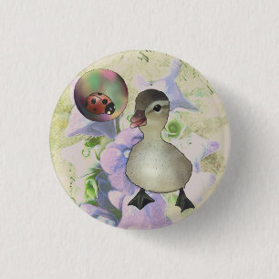 duckling with soap bubble 1 inch round button