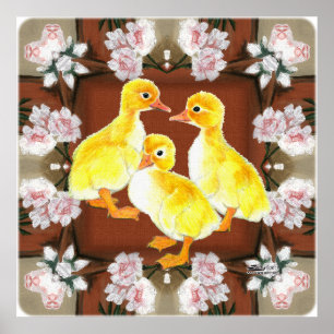 Ducklings and Roses Poster