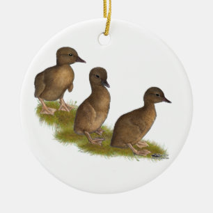 Ducklings:  Chocolate Runners Ceramic Ornament