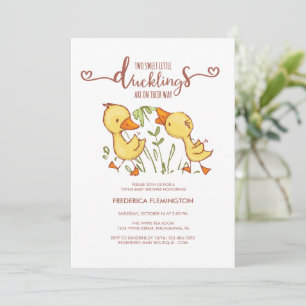 Ducklings Twins Baby Shower Invitation