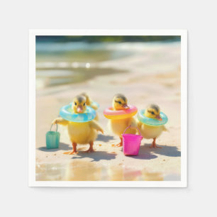 Ducklings With Beach Toys Napkin