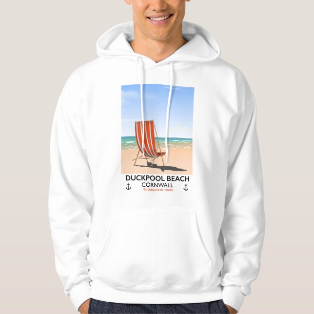 Duckpool Beach Cornwall travel poster Hoodie (Front)