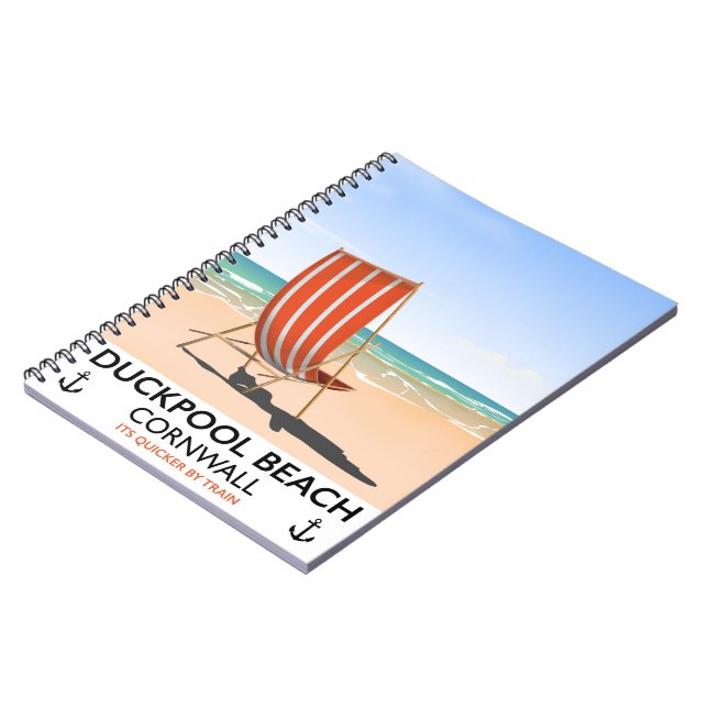 Duckpool Beach Cornwall travel poster Notebook (Left Side)