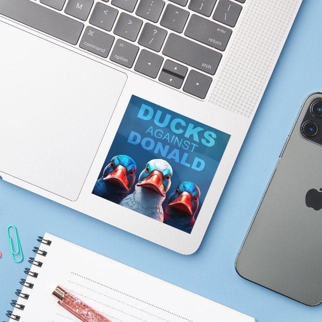 Ducks Against Donald Sticker (Laptop w/ iPhone)