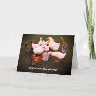 Ducks and Chickens Eating Funny Birthday Card