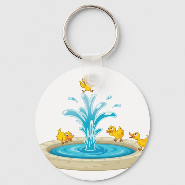 Ducks and fountain keychain (Front)