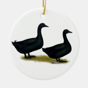 Ducks: Black Cayugas Ceramic Ornament