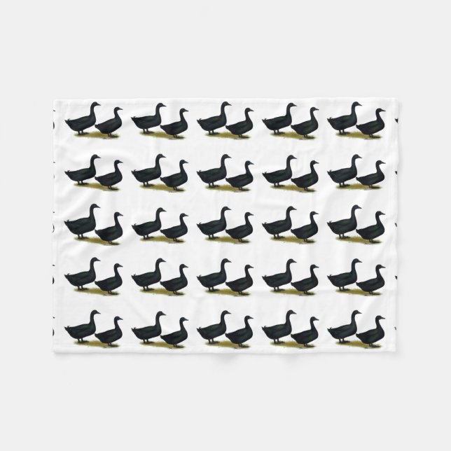 Ducks:  Black Cayugas Fleece Blanket (Front (Horizontal))