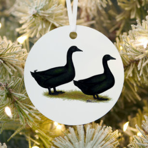Ducks: Black Cayugas Metal Ornament