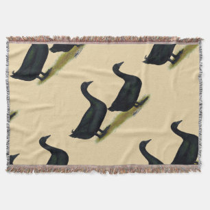 Ducks:  Black Cayugas Throw Blanket