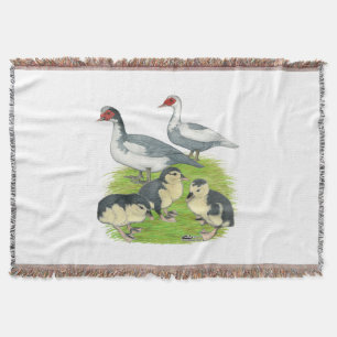 Ducks Blue Pied Muscovy Family Throw Blanket