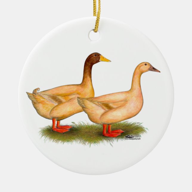Ducks:  Buff Orpington Ceramic Ornament (Front)
