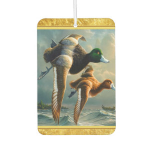 Ducks flying over the sea With a small boat below Air Freshener