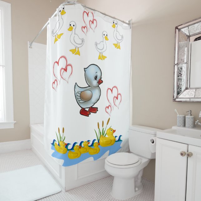 Ducks heart shower curtain (In Situ)