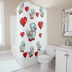 Ducks heart shower curtain