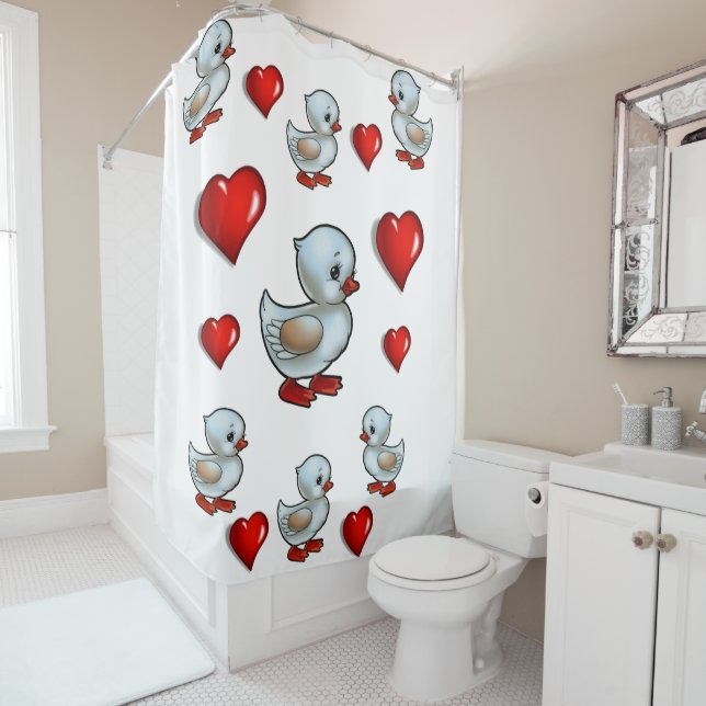 Ducks heart shower curtain (In Situ)