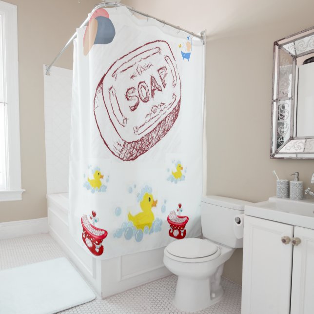 Ducks heart shower curtain (In Situ)