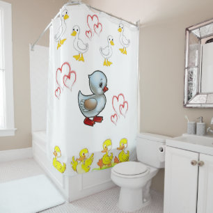 Ducks heart shower curtain