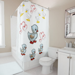 Ducks heart shower curtain