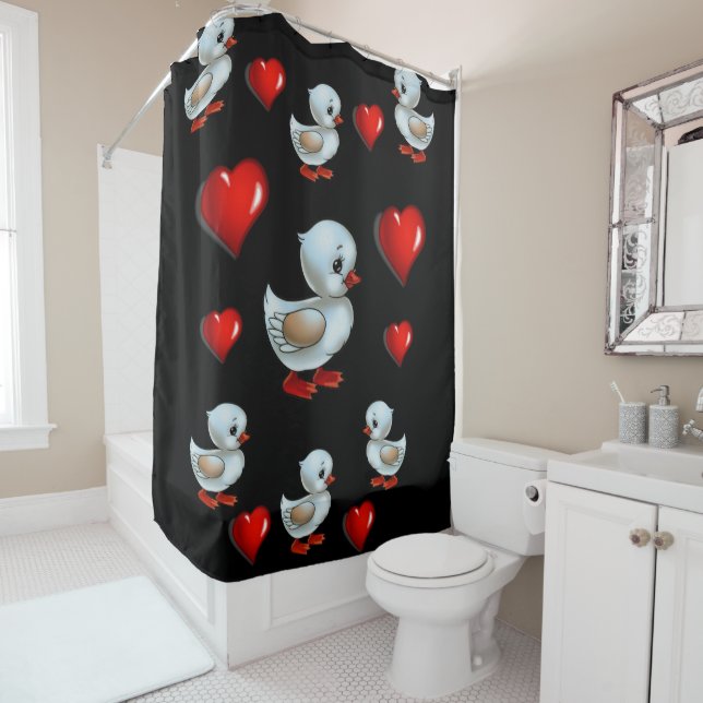 Ducks heart shower curtain (In Situ)