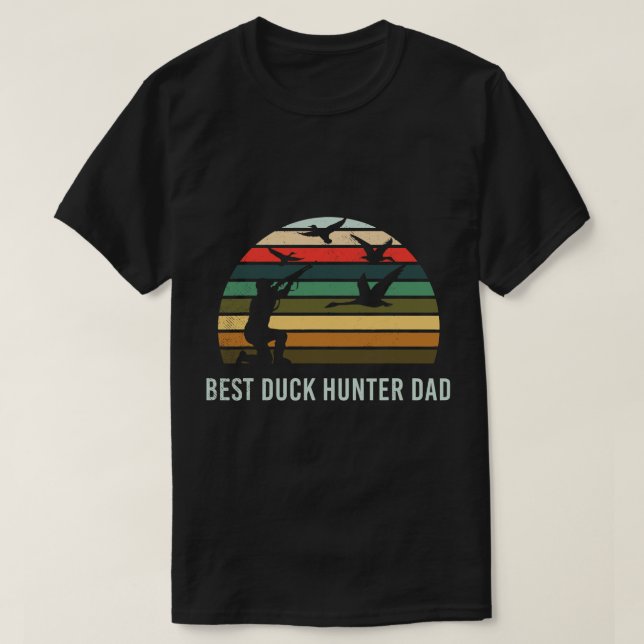 Ducks hunting retro sunset graphic drawing theme T-Shirt (Design Front)
