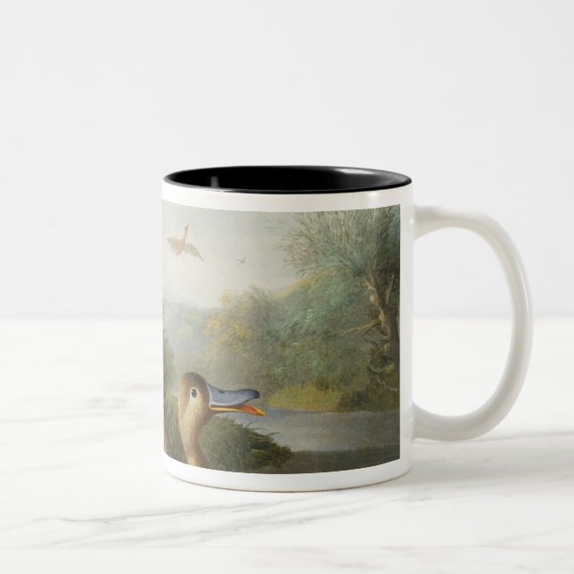 Ducks in a River Landscape Two-Tone Coffee Mug (Right)