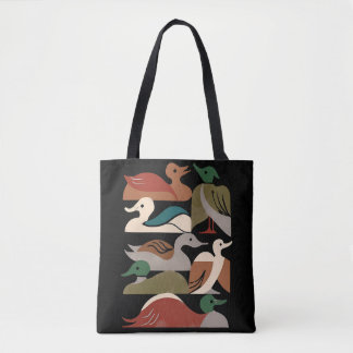 Ducks In A Row (Black) Tote Bag