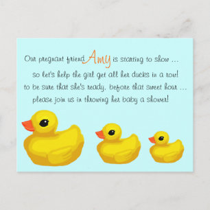 "Ducks in a Row" Personalized Shower Invitation Postcard