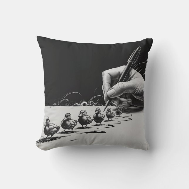DUCKS IN A ROW THROW PILLOW (Front)