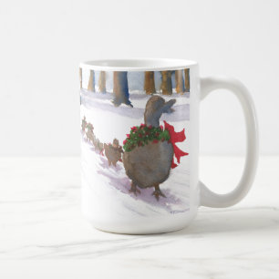 ducks in boston common during the winter holidays coffee mug