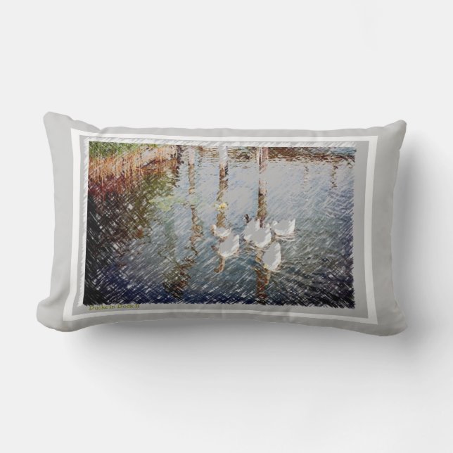 Ducks in Dock Images Lumbar Pillow (Front)