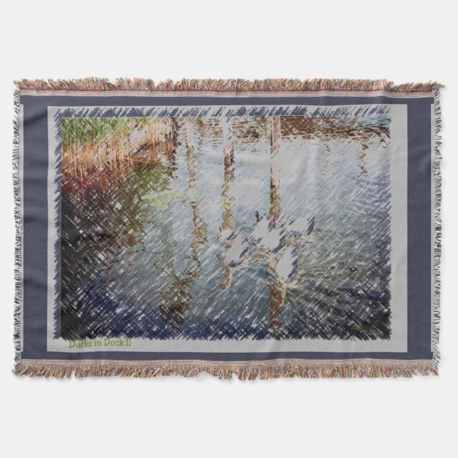 Ducks in Dock Throw Blanket (Front)