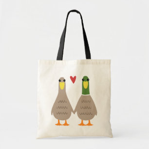 Ducks in Love   Cute Ducks Couple with Heart Tote Bag