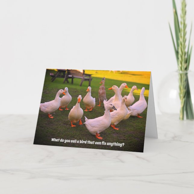 Ducks in the Park Funny Duck Joke Birthday Card (Front)