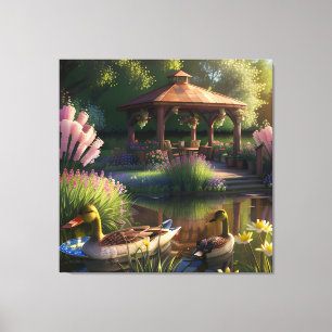 Ducks in the Pond Canvas Print