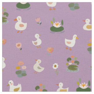 Ducks & Lily Pads on Light Purple Fabric