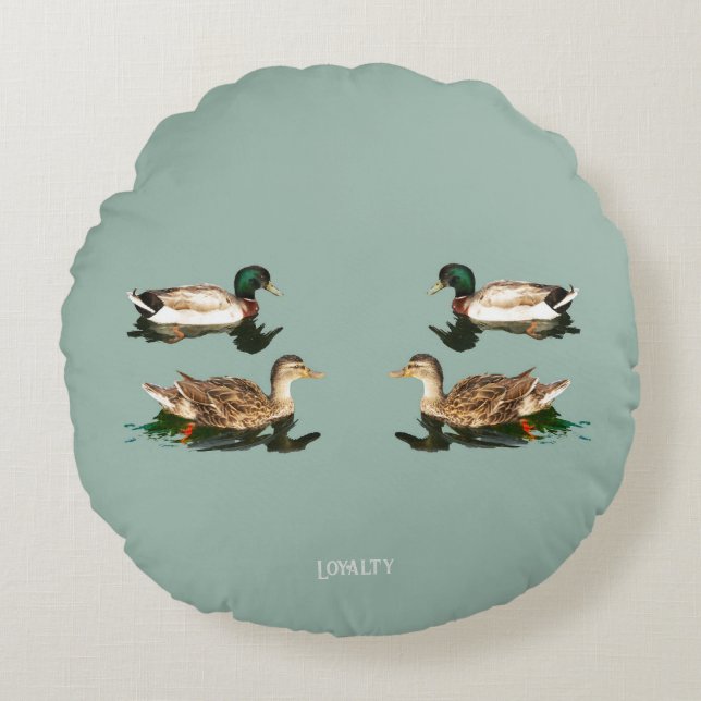 Ducks mallards round pillow (Front)