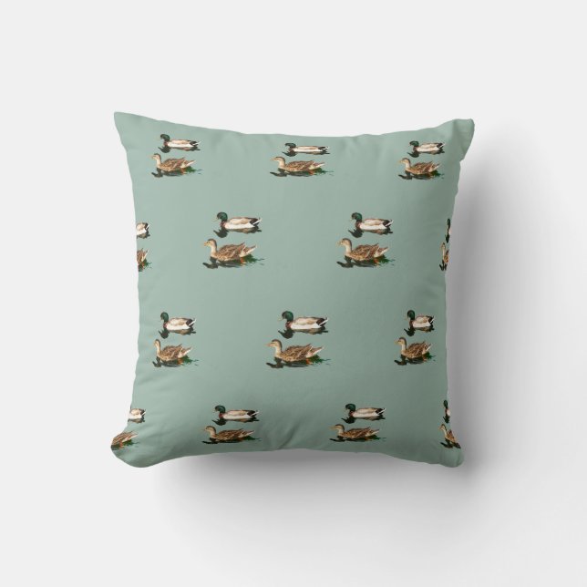 Ducks mallards throw pillow (Front)