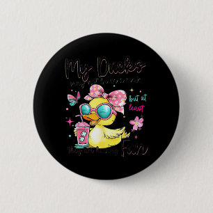 Ducks May Not Be in A Row But Having Fun Cute Duck 2 Inch Round Button