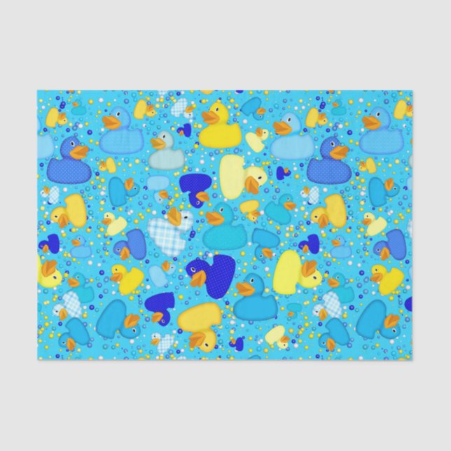 Ducks-n-Dots-Style-3-Blue 2-TISSUE WRAP PAPER (Front)