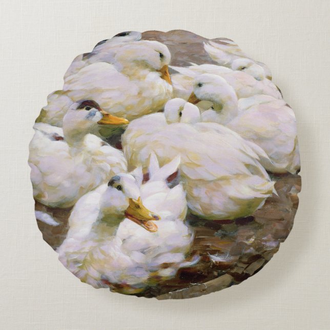 Ducks on a pond round pillow (Front)