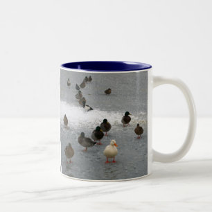 Ducks on Ice Two-Tone Coffee Mug