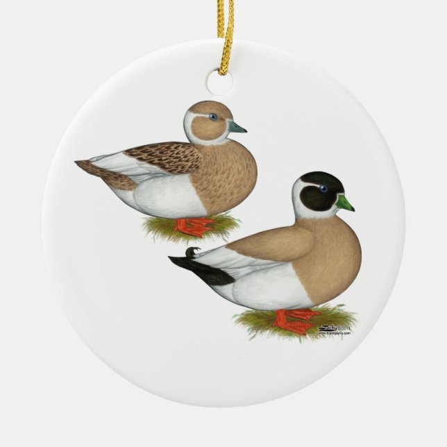 Ducks:  Penciled Calls Ceramic Ornament (Front)